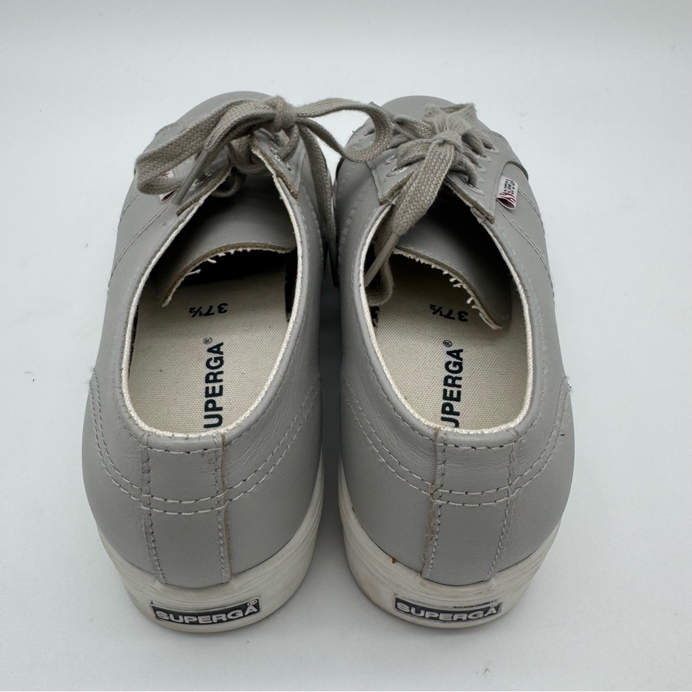 Superga Gray Leather Platform Sneaker Size 7 - Picture 7 of 12